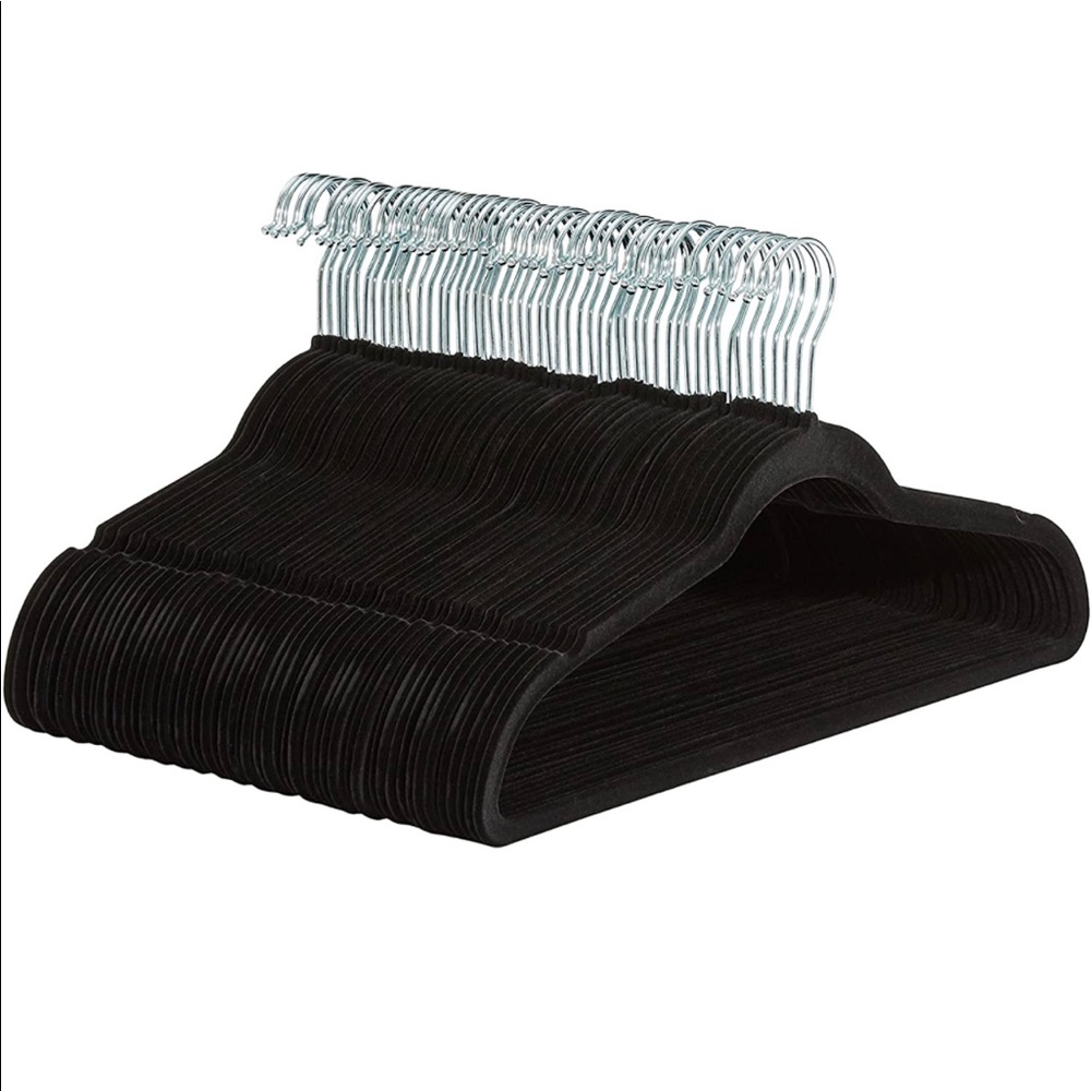 Black Velvet Slim Suit Hangers w Silver Hook